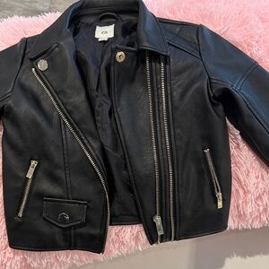 River Island Black Faux Leather Jacket for Kids